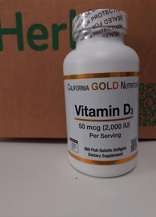 California gold nutrition, витамин д3, 2000 м, 360 шт