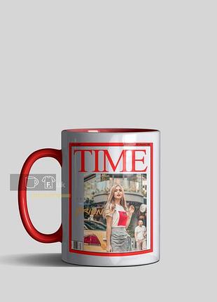 Чашка с оригинальным принтом "фото на обложке журнала time"