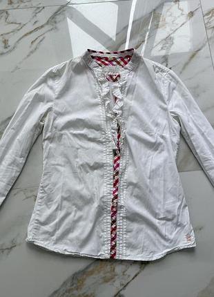Esprit рубашка молочного цвета на стойке с жабо р s