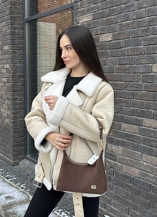 Сумка coach juliet shoulder bag brown suede 4