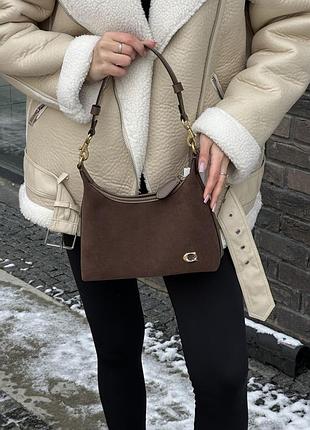Сумка coach juliet shoulder bag brown suede 3