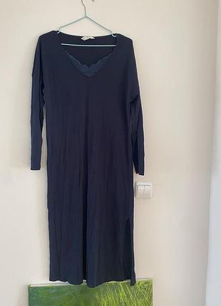 Нічна сорочка жіноча marks&spencer довга бавовняна, синя, розмір 10 (38), s-m
