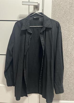 Сорочка  zara чорна лляна