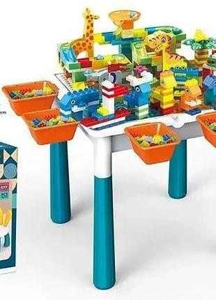 Столик игровой конструктор 6 в 1 со стульчиком 300 деталей дино парк yr 6037