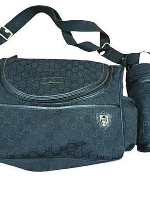 Черная сумка gucci (модель мессенджер / сумка для мамы) 9