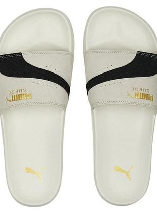 Шльопанці чоловічі puma suede classic білі з чорним, розмір 44.5 (29 см)