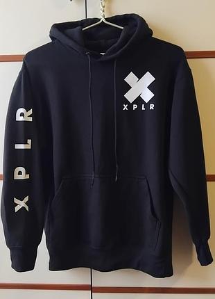 Худі чоловіче xplr чорне преміум якість розмір s