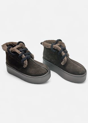 Ботинки женские коричневые на меху.шоколадные стильные зимние ботики женские.женские зимние короткие ботинки на толстой полошве. 39