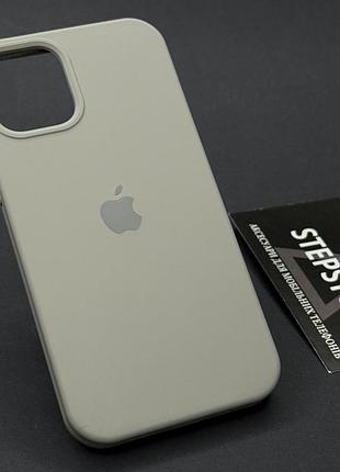Чехол silicone case для iphone 12 mini с закрытым низом микрофиброй силиконовый противоударный cерый(pebble)