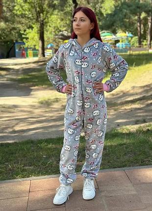 Пижама зимняя, кигуруми для девочки, махра, велсофт, от 92-98см до 122-128см 98-104