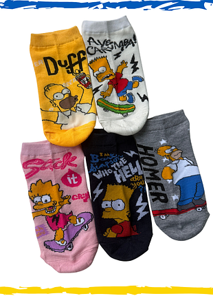 Шкарпетки симпсоны the simpsons женские/подростковые короткая посадка 36-40