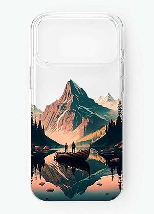Прозорий чохол на iphone 18 pro max човен. пейзаж (принт 246)