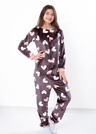 Пижама зимняя, кигуруми для девочки, махра, велсофт, 140см, 146см, 152см, 158см, 164см, 170см 158