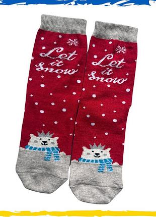 Носки новогодние женские легкие с разными рисунками (let it snow) 36-40