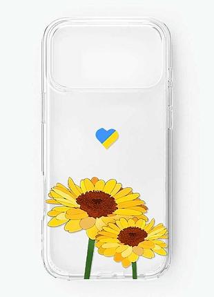 Прозорий чохол на iphone 18 pro max жовті квіти (принт 364)