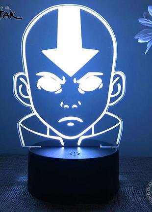 Светильник с 3d эффектом led лампа аватар аанг из мультфильма аватар: легенда об аанге ночник с пультом