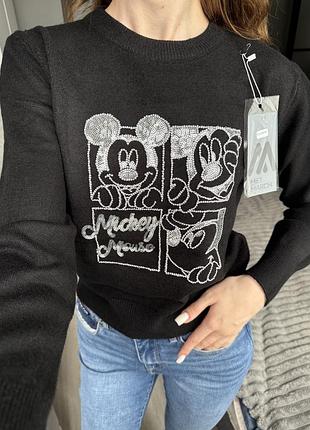 Чорна кофта mickey mouse з паєтками 3