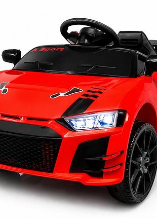 Дитячий електромобіль prima car cabrio 6v 5a (спойлер, пульт, led-фари, звук, відкривні двері, педаль газу), червоний