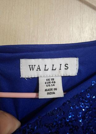 🧊 блестящее синее платье wallis, размер 18 (uk) 7