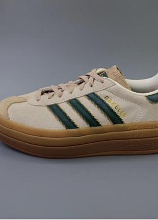 Кеди жіночі adidas gazelle bold бежеві, зелені 36 розмір, довжина устілки 22 см, замша