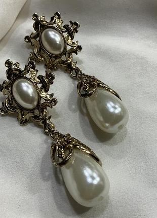 ✨ 👑 🐚 винтажные барочные серьги-подвески «жемчужная корона» dolce/baroque 🐚 🕊️ ✨