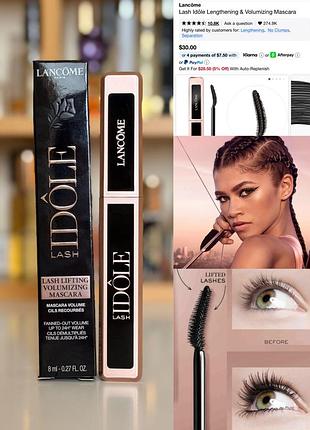 Туш для вій lancome lash idole mascara, чорна, 8 мл оригінал