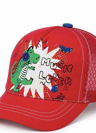 Літня кепка для хлопчика dino 48 см червона