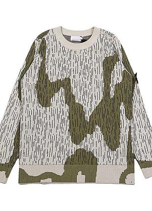 Светр чоловічий stone island mixed yarn sweater rain camo