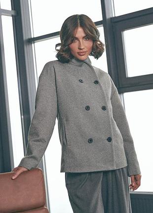 Серое женское пальто l-xl