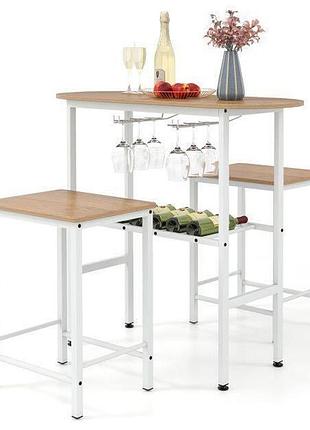 Комплект мебели costway oslo counter set барный стол со стульями лофт белый бук