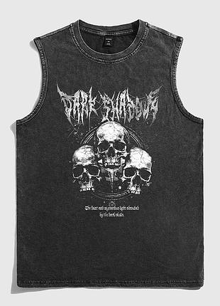 Майка безрукавка чоловіча american style retro skull washed old cotton sleeveless xl