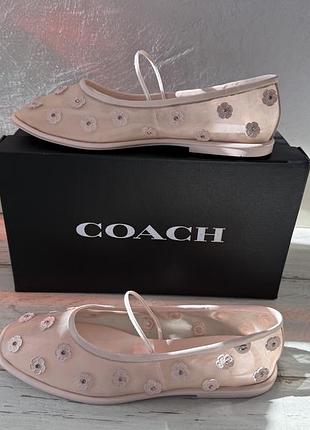 Coach emilia mary jane. туфли балетки мери джейн натуральная кожа сетка р 39