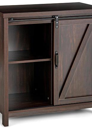 Кухонный комод-буфет costway sideboard с амбарными раздвижными дверцами лофт-стик