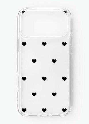Прозорий чохол на iphone 17 pro max сердечка чорні (принт 402)