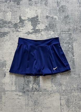 Синя спортивна спідниця з рюшами міні юбка шорти для тенісу nike court dri-fit victory women flouncy tennis skirt blue оригінал розмір l