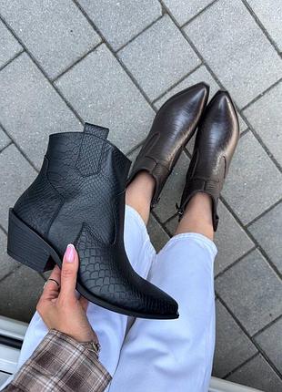 Стильні чорні козаки-рептилія🔥 9