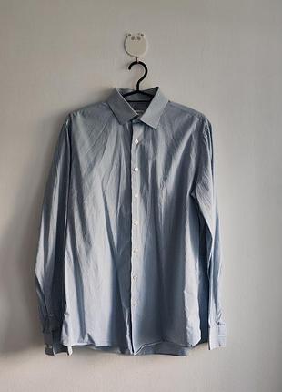 Сорочка чоловіча calvin klein slim fit у блакитно-білу смужку