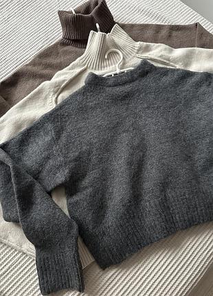 Мʼякий светр zara, сірий светр, базовий светр, светр оверсайз