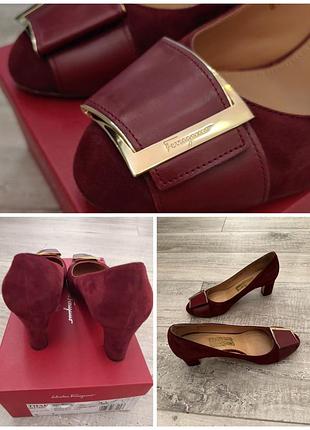 Туфлі жіночі salvatore ferragamo 'thais' бордові, розмір 38/38.5  устілка ~ 25 см.