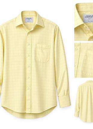 Чоловіча сорочка charles tyrwhitt classic fit бавовняна жовта в клітинку xl