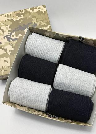 Бокс чоловічих шкарпеток в рубчик на 6 пар 40-45 у подарунковій коробці