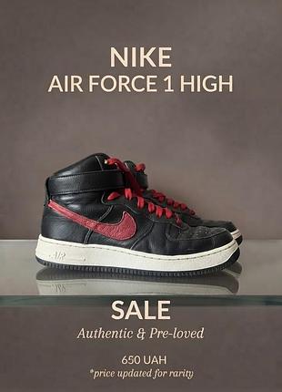 Nike air force 1 high black/red — класичні високі кросівки (вінтаж)