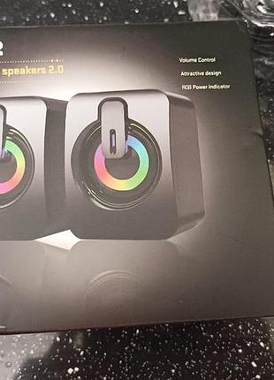 Комп'ютерні колонки 2.0 з rgb підсвіткою