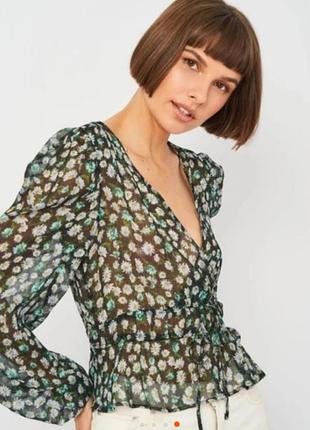 Блузка комбінована на запах stradivarius