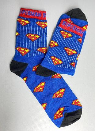 Шкарпетки чоловічі високі 1 пара "superman" сині 40-45 р бавовняні