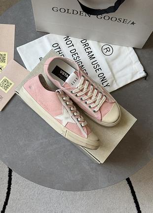 Кеди golden goose v-star in pink suede with cream leather star