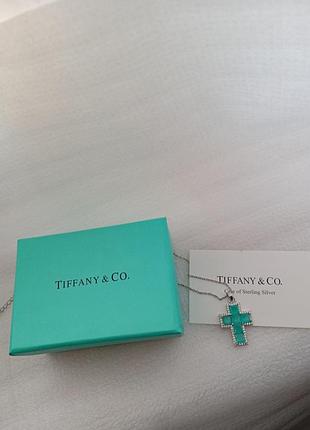 Подвес крест тиффани бирюзовый лазурный мятный 🍀💚💌