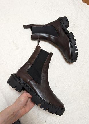 Кожаные ботинки челси zara 38р 24.5см