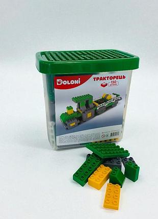 Конструктор doloni toys тракторець в пластиковому боксі 150 дет (013888/04)