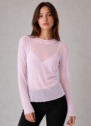 Прозора сітчаста кофтинка лонгслів xs/s фіолетовий (50к040)